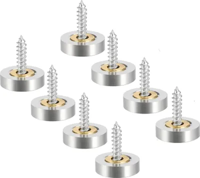Produktbild von 8er Set Spiegel Schrauben mit Kappen | 16mm Zierschrauben mit Abdeckkappe | Kupfer Spiegelnägel - Spiegelkappe in Silber | Badezimmer Dekorativ Schrauben | Befestigungsschrauben für Spiegel