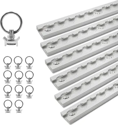 Produktbild von Airlineschiene Set eckig silber 6x 1m inkl. 12x Ösen – Ladungssicherung für Transporter & Anhänger