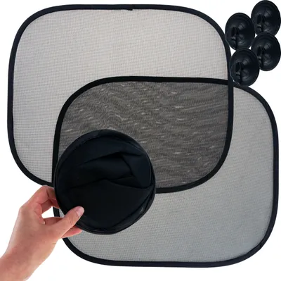 Image de Pare-soleil pour vitres latérales de voiture, noir, pack de 2