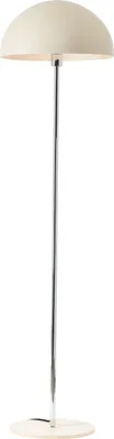 A floor lamp with a dome-shaped shade and a chrome stem on a white background.