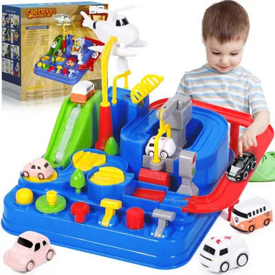 Immagine prodotto di Pista automobilistica giocattolo con 4 mini auto - Giocattolo educativo per bambini dai 3 ai 6 anni
