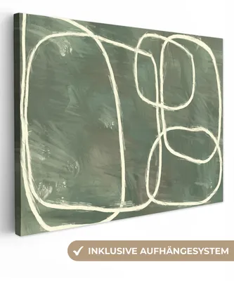 Produktbild von MuchoWow® - Leinwandbilder - Abstrakt - Grün - Kunst - Modern, Wandbild, Wanddeko Bilder Wohnzimmer, 120x90 cm