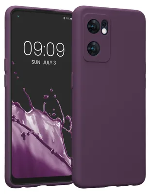 Produktbild von kwmobile Slim Case kompatibel mit Oppo Find X5 Lite Hülle - Handyhülle aus Silikon in Bordeaux Violett