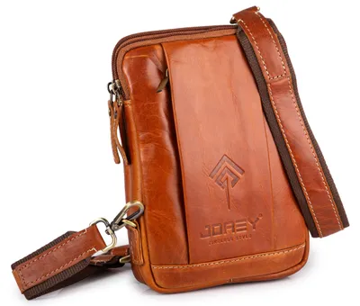 Zdjęcie produktu dla Jorey Elegancka Skórzana Torba Saszetka Męska Na Ramię Miejska Koniakowy Brąz