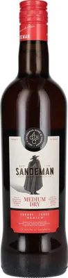 A bottle of Sandeman Sherry Medium Dry.