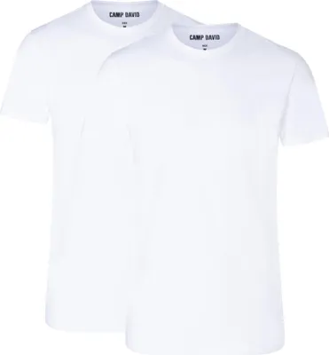 Produktbild von CAMP DAVID Herren T-Shirts, 2er Pack - Crew Neck T-Shirt 2P, Baumwolle Stretch Weiß 2XL