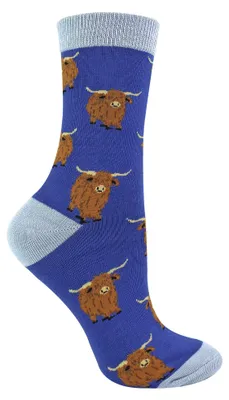 Produktbild von Damen Highland Cow Socken | Neuartige Bambussocken