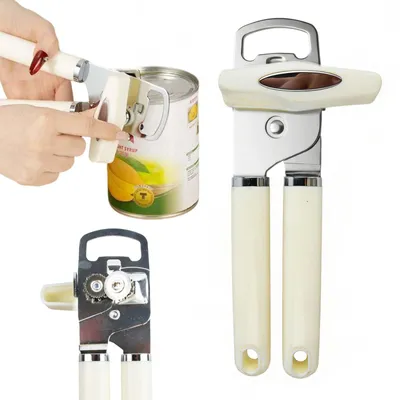 3-in-1 Handdosenöffner aus Edelstahl, glatte Kante, ergonomisch