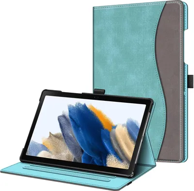 Produktbild von Fintie Hülle für Samsung Galaxy Tab A8 10.5 Zoll 2022/2021 SM-X200/X205/X207, Multi-Winkel Folio Schutzhülle Dokumentschlitze und Auto Schlaf/Wach Funktion, Jeansoptik Türkis