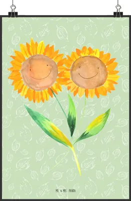 Produktbild von Mr. & Mrs. Panda Bild Blume Sonnenblume DIN A0 - Blattgrün - Geschenk, Plakat, drucke, Garten, Best Friends, Wandbild, Lieblingsmensch, Zusammen, wanddeko, Kunstdruck