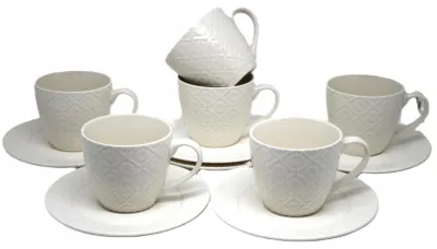 Produktbild von Domdekoracji Porzellan Tassen Set 6+6 200ml Geschenk Kaffee Tee