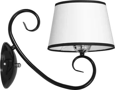 Produktbild von Wandleuchte Klassisch Stoff Schirm Schwarz Weiß elegant E27 Wandlampe Schlafzimmer
