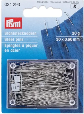 Obrázok produktu pre Špendlíky, 0,60 x 30 mm, strieborné farby, 20 g, karta s krabičkou