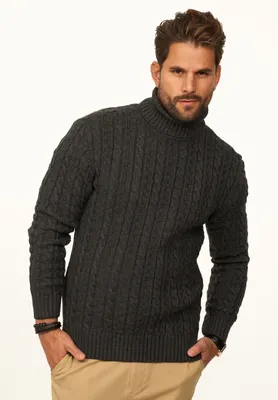 Produktbild von DAILY Baumwolle Herren Strickpullover als Grobstrick Pulli mit Zopfmuster für Herren Strickpullover für Männer - Winterpullover im Regular-Fit