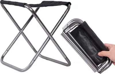 Obrázek produktu pro Mini ultralehká kempingová stolička s přepravní taškou, nosnost až 60 kg, 280 g, skládací lehká kempingová židle na cestování, turistiku, rybaření, grilování, na pláž, do zahrady, na terasu, černá, 1