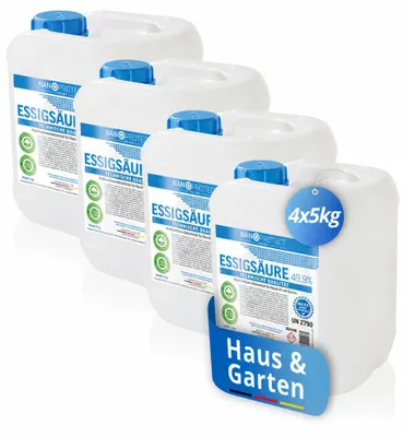 Produktbild von Nanoprotect Essigsäure Klimaneutral - 20 kg | 49,9% | Nachhaltig und CO2 neutral | Ideal als Reiniger und Entkalker | Für Haus und Garten