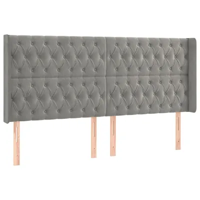 Produktbild von vidaXL Kopfteil mit Ohren Hellgrau 203x16x118/128 cm Samt