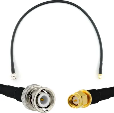 Obrázek produktu pro 50cm koaxiální kabel BNC samec na SMA samec - Prodlužovací kabel BNC SMA HF-240 (ekvivalent LMR 240) 0,5 metru propojovací kabel (50 Ohm) - Černý anténní kabel pro HAM rádio CB rádio WIFI anténu