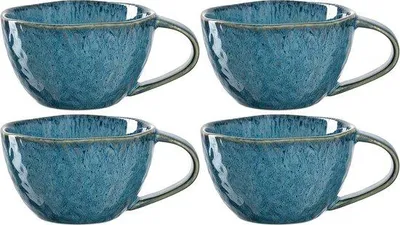 Productafbeelding van Set van 4 keramische mokken 290 ml in blauw