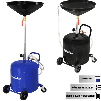 Produktbild von Ölauffangwagen 40L Ölauffangbehälter Ölauffanggerät Altöl 90-122 cm Blau