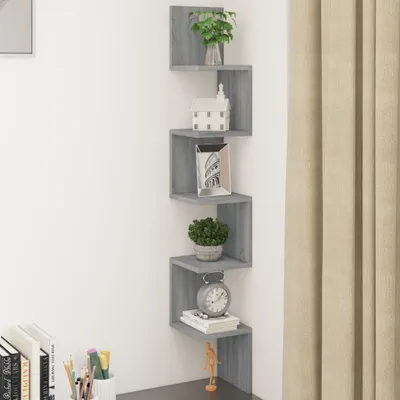 Obrázek produktu pro The Living Store Rohová nástěnná police šedá Sonoma 20x20x127,5 cm materiál na bázi dřeva