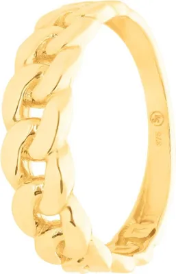Produktbild von SuzanGold Goldring Damen Echtgold Figaro Ring aus 375 Gelbgold im Kettenstil