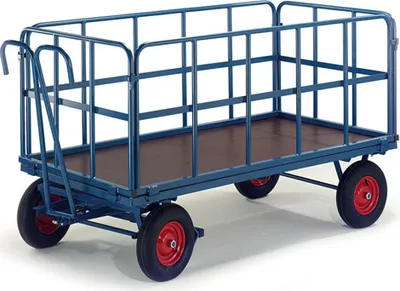 Produktbild von Rollcart Handpritschenwagen mit Rohrgitterwänden 1530x730x480mm Luftbereifung