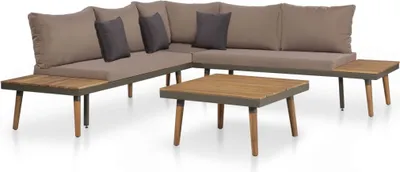 Produktbild von "Rabatt" 4-tlg. Garten-Lounge-Set - Wetterfestes Sitzgruppe - für 3 Personen - mit Auflagen Massivholz Akazie Braun - Lounge-Dining set CC19914