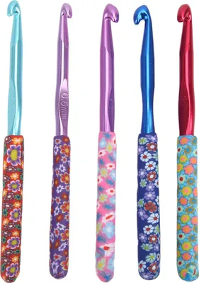 Obrázok produktu pre 5pcs Häkeln Haken Ergonomisches Design weicher Griff robuster haltbarer glänzender Identifizierung weit verbreitete Nadel
