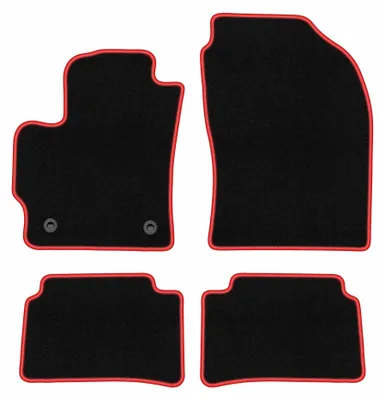 Productafbeelding van Velours automatten voor Toyota Corolla E21 vanaf 2019 (hatchback) – 4-delig, zwart/rood, op maat – Wielganizator CARLUX