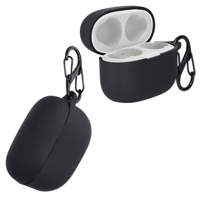 Produktbild von kwmobile Schutzhülle für Sony LinkBuds S Hülle - TPU Silikon Case für Kopfhörer Ladecase - stoßfestes Cover mit Karabiner - Schwarz