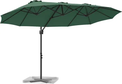 Produktbild von vidaXL Sonnenschirm Grün 372 x 198 x 243 cm Polyester und Aluminium