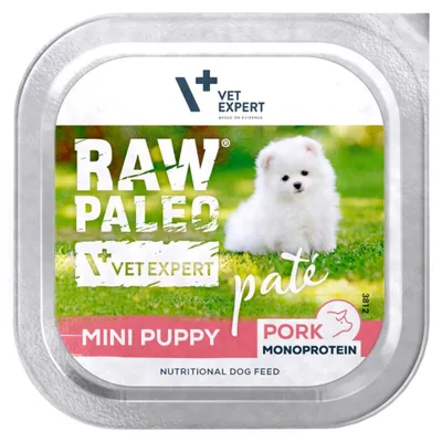 Produktbild von Raw Paleo Pork Pate Mini Puppy 150g Monoprotein Futtermittelpastete für Welpen kleiner Rassen mit Schweinefleisch