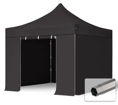 Obrázek produktu pro Nůžkový stan 3x3 m, ocel, vč. 4 bočnic černá