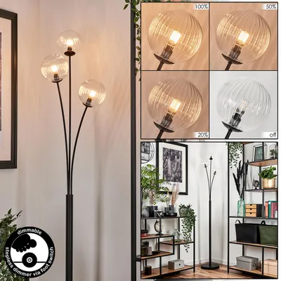 Produktbild von Lerici Stehlampe aus Metall/Riffelglas in Schwarz/Klar