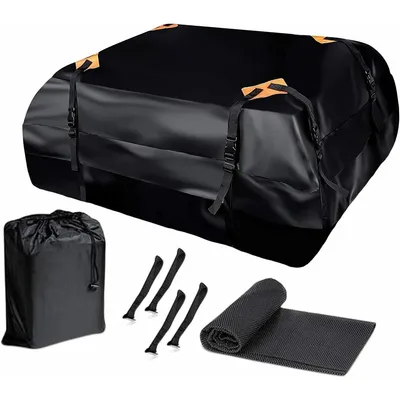 Produktbild von Dachgepäckträgertasche 1680D Oxford – wasserdicht, mit Anti-Rutsch-Matte & 8 Gurten, faltbar, für Auto & SUV