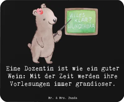 Produktbild von Mr. & Mrs. Panda Mouse Pad Dozentin Genuss - Schwarz - Geschenk, Lehre, Mousepad, computer mauspad, Beruf, Geschenke für Berufstätige, kreative, Leidenschaft, Erfahrung