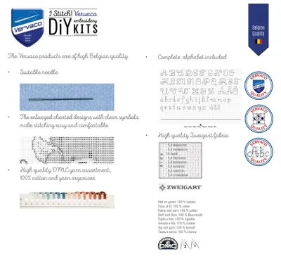 Produktbild von VERVACO Kreuzstich Stickset Baby Geburt Busfahrt Wanddeko Handarbeit 28x28 cm