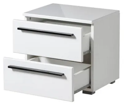 Produktbild von Dmora Nachttisch 45x34x43h cm Weiß, 2 Schubladen, 1 Regalboden