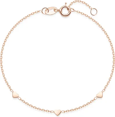 Produktbild von MATERIA by Matthias Wagner Herz Armband Rosegold 925 Silber rose vergoldet 16,5cm+2cm SA-104-Rosegold