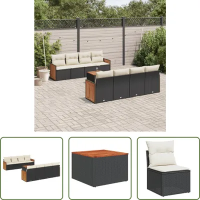 Produktbild von The Living Store 9-tlg. Garten-Sofagarnitur mit Kissen Schwarz Poly Rattan