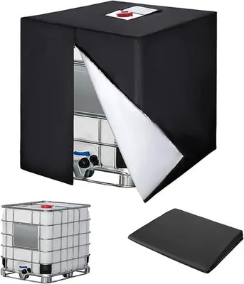 Productafbeelding van Famanu IBC-tankafdekking, 1000 liter waterreservoir, 420D UV-beschermende afdekhoes met rits, afmetingen 120x100x116 cm