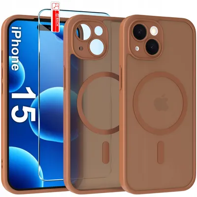 Immagine prodotto di Custodia magnetica opaca per iPhone 15 | Compatibile con MagSafe, resistente + vetro