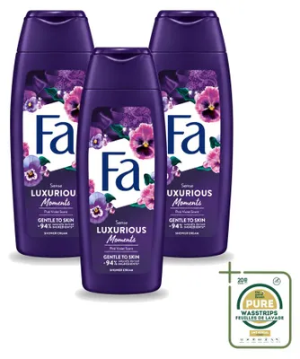 Produktbild von 3 x Fa Luxurious Moments Douchecreme - Rosa Veilchen - 250 ml - Vorratspackung - 3 Stücke