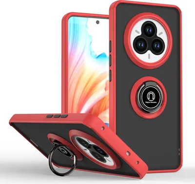 Immagine prodotto di Custodia per Realme 14 Pro+ in TPU traslucido opaco con supporto ad anello e supporto Rosso