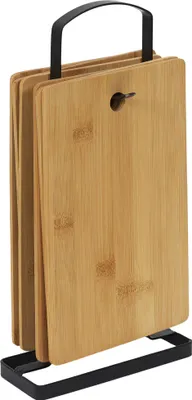 Image de Lot de 6 Planches à Découper - COOK CONCEPT - Bambou - Socle en Métal - Marron et Noir