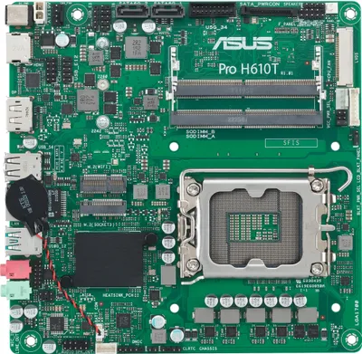 Zdjęcie produktu dla ASUS PRO H610T-CSM, AMD, LGA 1700, Intel® Celeron®, Intel® Core™ i3, Intel® Core™ i5, Intel® Core™ i7, Intel® Core™ i9,..., DDR5-SDRAM, 64 GB, SO-DIMM