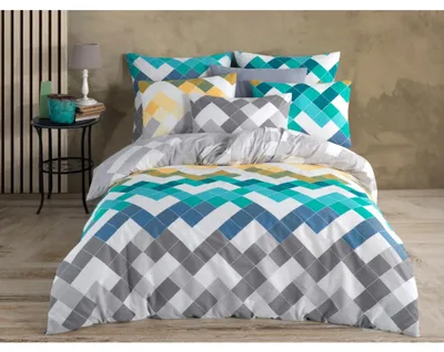 Imagen del producto de Juego de sábanas de algodón, tamaño extendido, 140x220 cm, funda de almohada 70x90 cm, color verde "Siesta"