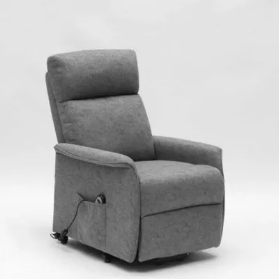 A single gray recliner chair with a lift assist mechanism.