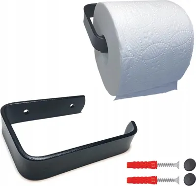 Produktbild von STALFORM Toilettenpapierhalter 14,5 cm - Klopapierhalter Schwarz - Montagesatz Inklusive - Badzimmer - WC Rollenhalter - Moderne & Industrial Design - Klorollenhalter Edelstahl